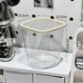 Kleiner transparenter Schreibtischmülleimer mit Maßen 13,5x15,5 cm für das Büro - Standard Mülleimer Stil / Klarweiß