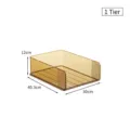 Single layer amber transparent clothes storage box 40.3x30x12cm for wardrobe organization - Without Divider / 40.3x30x12cm / Brown