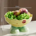 Coupe à fruits jaune créative avec base verte en forme de chaussure et pois - Diamètre 24cm (Hauteur 15cm) / Assiette Jaune + Base de Chaussure Verte