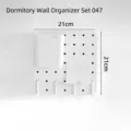 21x21cm white plastic pegboard organizer set for desk and wall storage - Dormitory Wall Set 047 (1 Board + 1 Hanging Cup + Hooks)