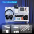 White DIY Desktop Pegboard Organizer Set with Shelves and Hooks for Gaming Setup - Desktop Pegboard Set 202 / Moonlight White