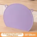 Purple D-shaped double-sided cutting board, 35x29cm kitchen food preparation tool - 35x29cm / Purple