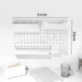 White pegboard organizer rack with hooks and shelves for dormitory storage 51x33cm - Dormitory Wall Set 048 (Hooks + Rack + Divided Box)
