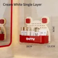 Creamy white wall-mounted pegboard storage shelf for cosmetics, single-layer design - Single Layer / Cream White