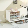 White stackable desktop drawers for organizing stationery and cosmetics on office desks - Multi-layer Large Compartment / White