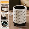 13L cream checkered multi-functional storage bucket with universal wheels and split design - 13L Height 34cm Diameter 24cm / Cream Grid (No Lid With Wheels PET)