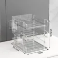 Clear 3-tier acrylic desktop file organizer rack with dimensions 32.5x25x29.5cm - 3 Layers with 2 Pen Holders / Clear