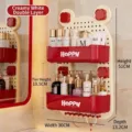 Cream white double-layer pegboard wall-mounted makeup storage organizer shelf 30cm - Double Layer / Cream White