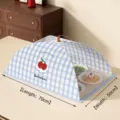 Large foldable square mesh food cover with blue gingham cherry pattern, 70x50cm size - Ice Blue Cherry / Square (70x50cm)