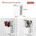 White deep storage bin for pegboard wall organizer suitable for 30mm hole spacing - Deep Small Storage Box / 9x7x10cm