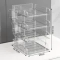 Large 4-tier clear acrylic desktop file organizer with side hanging storage cups - 4 Layers with 3 Pen Holders / Clear
