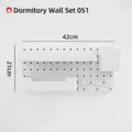 White no-drill wall-mounted pegboard organizer set, 42x21cm dimensions for dorm storage - Dormitory Wall Set 051 (Board + 2 Baskets + Tube + 4 Hooks)