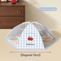 Medium ice blue cherry pattern foldable mesh food cover tent with 70cm diagonal size - Ice Blue Cherry / Medium (Diagonal 70cm)
