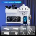 White DIY pegboard wall storage organizer set model TT208 with desk clamps for gaming room - Clip-on desktop combination set 208 [moonlight white]