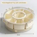 Contenedor de alimentos de 9 compartimentos con divisores, 31 cm diámetro y 11 cm alto - Modelo Alto de 9 Compartimentos Con Divisor