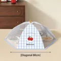 Large foldable square food cover with blue checkered cherry pattern for dining table - Ice Blue Cherry / Large (Diagonal 80cm)