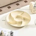 Bandeja de plástico dividida para aperitivos crema con diseño espiral, 29,5 cm talla - Blanco Crema