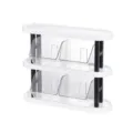 Zweireihiges, klares Desktop-Organizer-Rack in Schwarz-Weiß - Dreilagig / 4 Transparente Boxen / Weiß