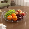 Luxuriöse transparente Obstschale mit Trennwänden und 29 cm Durchmesser für Zuhause - Blütenblatt-Stil / Transparent