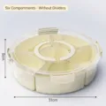 Contenedor de plástico redondo con 6 compartimentos y una tapa hermética, 31x8cm - Modelo Estándar de 6 Compartimentos Sin Divisor