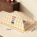 Foldable square kitchen food cover with yellow plaid pattern and sweet cake design - Warm Yellow Cake / Square (70x50cm)