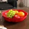 Rote schalenförmige Obstschale mit 29 cm Durchmesser für die Wohnzimmer Tischdeko - Blütenblatt-Stil / Rot