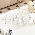 Bandeja para frutas dividida de plástico transparente minimalista con 29,5 cm de diámetro - Transparente
