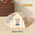 Large 80cm foldable yellow plaid mesh food cover for kitchen dining table protection. - Warm Yellow Cake / Large (Diagonal 80cm)