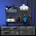 DIY desktop pegboard organizer with gaming accessories for electronics storage. - Vertical desktop combination set 207 [carbon black]