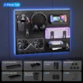 DIY modular pegboard gaming wall organizer set with carbon fiber texture and LED light - Double block combination item 304 [carbon black]