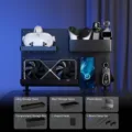 DIY pegboard desk organizer for gaming room with carbon fiber texture shelf - Desktop perforated board storage set 201 [carbon black]