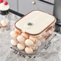 Double-layer transparent rolling egg holder organizer with cream lid, 32x22.5x15.5cm - Triple Row Two Layers