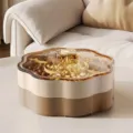 Flower-shaped luxury nut and candy storage box with lid for living room home decor - Double Layer / Milk White + Coffee