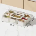 Durchsichtige Aufbewahrungsbox für Lebensmittel mit 9 Fächern und Griff 32x21x7cm Küche - 9 Fächer (Mit Griff) / 32x21x7cm / Cremeweiß