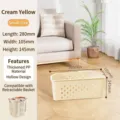 Piccolo cesto portaoggetti in plastica giallo crema con design traforato per il bagno - 小号(280x105x145mm) / Single-layer small size [cream]]