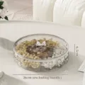 Transparent 5-compartment snack tray with lid and decorative silver bow handle - 1 Tier / Clear