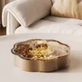 Luxury flower shaped nut storage box with lid for home living room organization - Single Layer / Brown