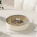 Elegant cream-colored partitioned snack storage box with lid and silver bow handle, 26cm - 1 Tier / Cream