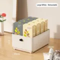 Large white extensible rectangular storage box organizer for kitchen cupboard or desk - 1 Tier / L / White