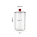 Airtight 2000ml transparent plastic coffee bean storage container with red knob lid - 2000ML (12x23.5cm) / Transparent + Red (2000ML)