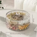 Multi-layer clear rotating snack box with butterfly handle, 26cm diameter for nuts - 2 Tiers / Clear