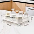 Modern transparent luxury fluted cup drying rack with silver feet, sized 38x28.5x9cm - No Lid / Clear White
