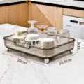 Luxury amber acrylic cup drying rack with silver feet, large size 38x28.5x9cm - No Lid / Transparent Black