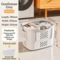 Cesto portabiancheria pieghevole in plastica grigio medio, misure 380x295x265mm - 中号(380x295x265mm) / Second floor retractable [Twilight Grey]]