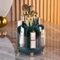 Organisateur de maquillage rotatif vert émeraude avec accents dorés - Vert de Luxe