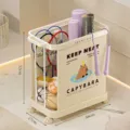 Large cream-colored rolling laundry basket with cute Capybara print for sports gear - Stainless Steel Frame - Capybara Print / Cream White