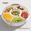 Organizador de snacks redondo de 6 compartimentos con tapa transparente, 32cm diámetro - L / 32x10cm / Bandeja Giratoria Grande