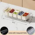 Tragbare Obst-Aufbewahrungsbox mit 5 Fächern, 1 Zange und 5 Gabeln für Salat und Snacks - 1 Clip Und 5 Löffel / 5 Fächer/Packung