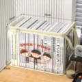Thick clear PVC cartoon storage box with 30x25x25cm dimensions for books. - Childhood Characters (Without Support Rod) / White