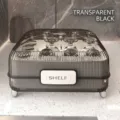 Smoky black luxury cup drying rack with transparent dustproof lid and gold feet - With Lid / Transparent Black